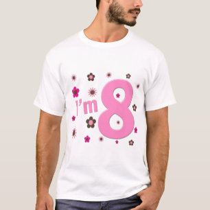 Ich bin 8 Rosa-und Brown-Blumen T-Shirt