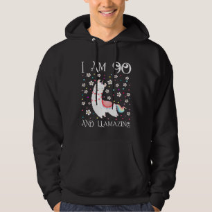 Ich bin 90 Jahre alt Llamazing Niedlich Llama 90. Hoodie