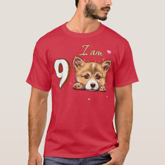 Ich bin 9 Corgi-Geschenk für das 9. Geburtstagsges T-Shirt