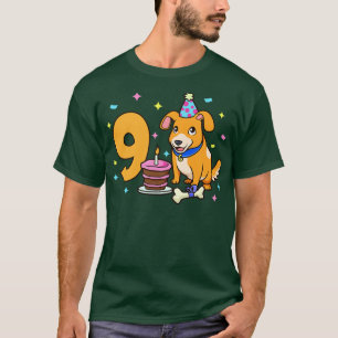 Ich bin 9 Jahre alt mit Hund-Kindergeburtstag T-Shirt