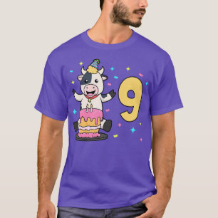 Ich bin 9 Jahre alt mit Kuh-Kindergeburtstag T-Shirt