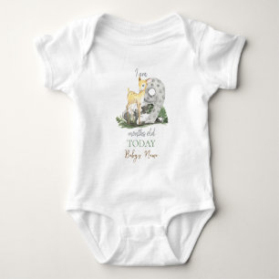 Ich bin "9" Monate alt Zitat Wald Thema Baby Reh Strampler