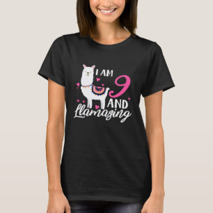 Ich bin 9 und Llamazing 9. Geburtstag Neun Jahre a T-Shirt