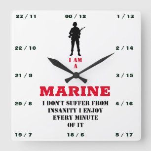 ICH BIN A-MARINE QUADRATISCHE WANDUHR