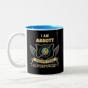 Ich bin ABBOTT, was ist dein Superheldenstück Zweifarbige Tasse