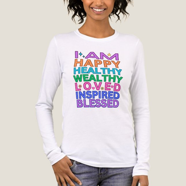 Ich bin Affirmation Long Sleeve T-Shirt - Regenbog Tri-Blend Shirt (Vorderseite)