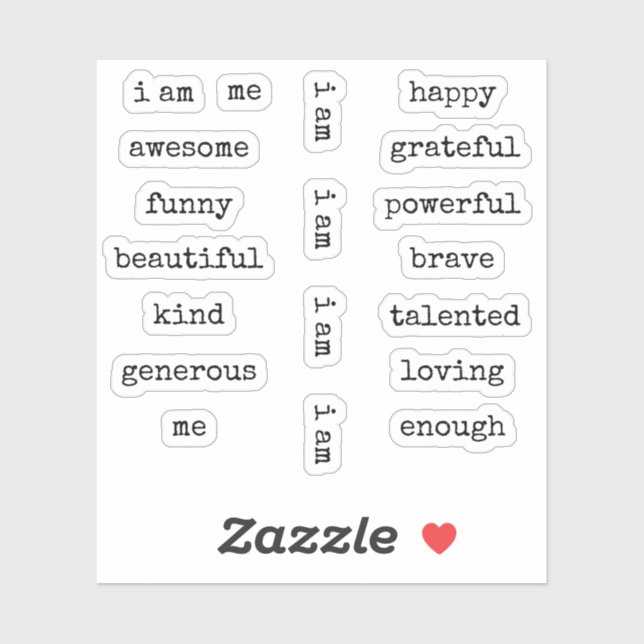 Ich bin Affirmation Motivierend Aufkleber (Blatt)