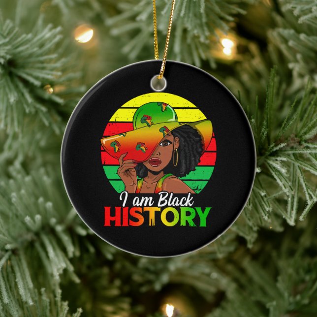 Ich bin Afrikanisch-Schwarzgeschichte Keramik Ornament (Baum)