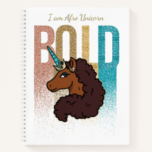 Ich bin Afro Unicorn Fett-Glitzer-Design Notizbuch