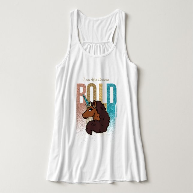 Ich bin Afro Unicorn | Fett-Glitzer-Design Tank Top (Design Vorderseite)
