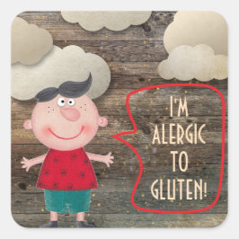 ICH BIN ALLERGIC GLUTEN MÄDCHEN SWEET RUSTISCH JUN QUADRATISCHER AUFKLEBER