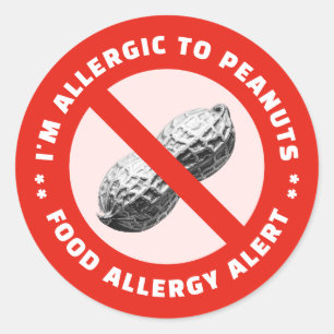 Ich bin allergisch gegen Erdnüsse Lebensmittelwarn Runder Aufkleber