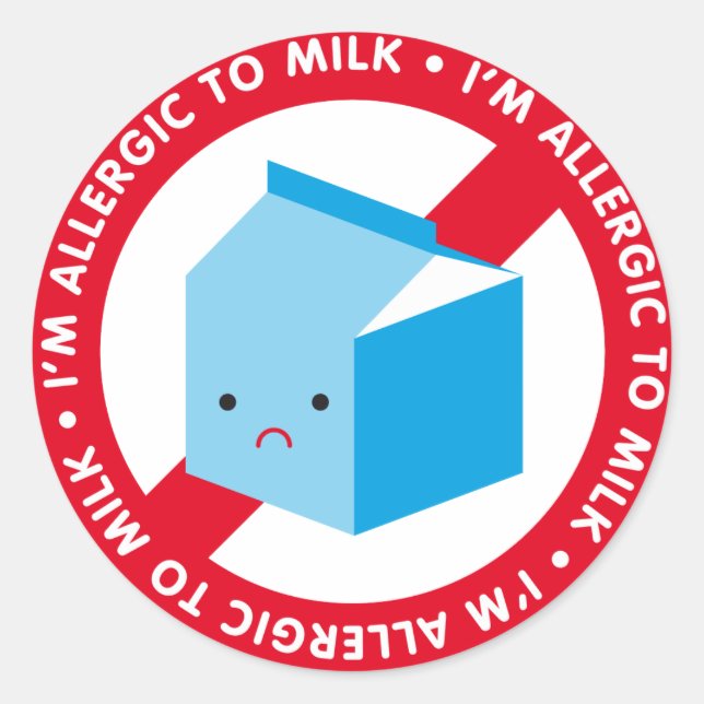 Ich bin allergisch gegen Milch! Runder Aufkleber (Vorderseite)