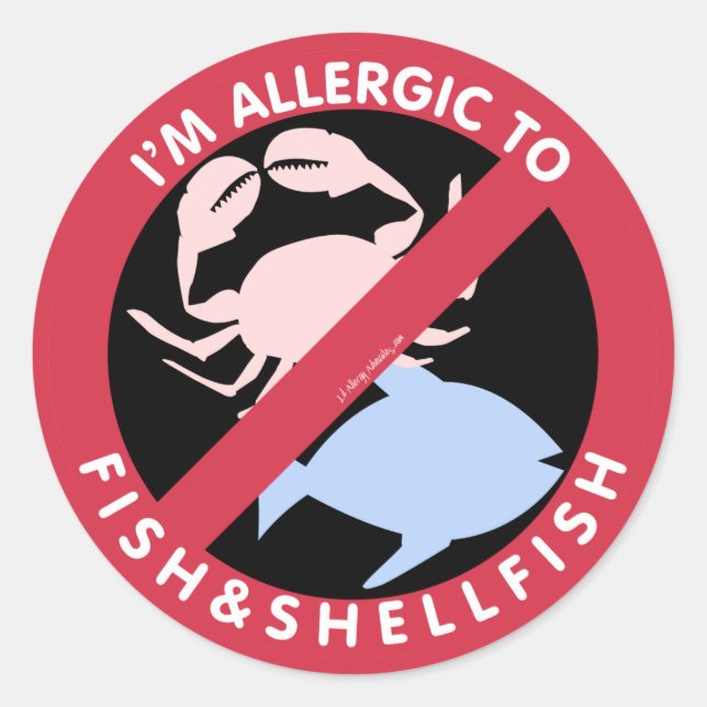 Ich bin allergisch gegen Muschelfische Allergie Sy Runder Aufkleber (Vorderseite)