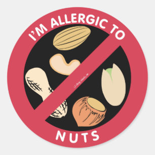Ich bin allergisch gegen Nuts Food Allergy Symbol  Runder Aufkleber