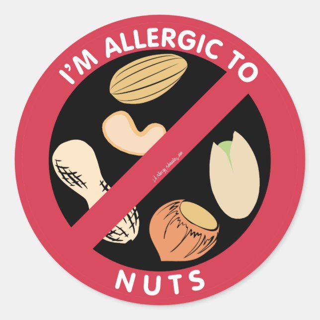Ich bin allergisch gegen Nuts Food Allergy Symbol  Runder Aufkleber (Vorderseite)