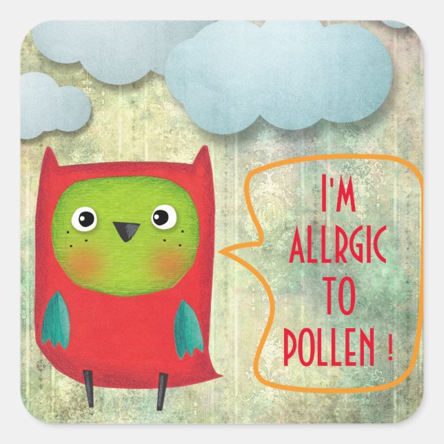 ICH BIN ALLERGISCH ZU SCHWIMMENDEN RUSTIKVOGELSCHW QUADRATISCHER AUFKLEBER (Vorderseite)