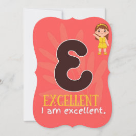 ICH BIN ALPHABET E AFFIRMATIKKARTE FÜR KINDER DANKESKARTE