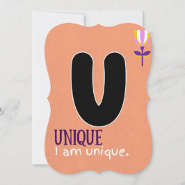 ICH BIN ALPHABET U POSITIVE AFFIRMATIONSKARTE FÜR