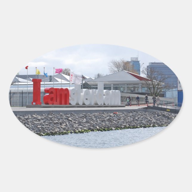 Ich bin Amsterdam Sign, Niederlande Ovaler Aufkleber (Vorderseite)