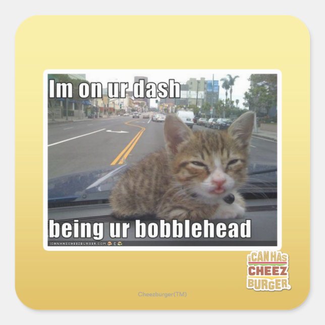 Ich bin an unserem Bindestrich Quadratischer Aufkleber (Vorderseite)