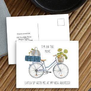 Ich bin auf Achse Fahrrad und Gepäck Lustige Umzug Ankündigungspostkarte