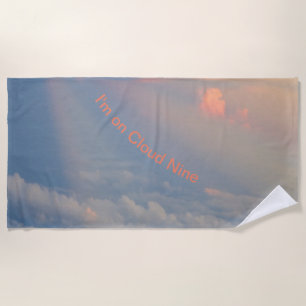 Ich bin auf Cloud Nine Cust. Text Beach Handtuch
