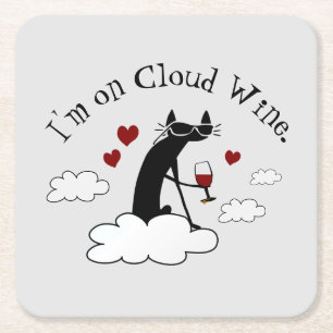 Ich bin auf Cloud Wine Funny Liebe Weinangebot Rechteckiger Pappuntersetzer