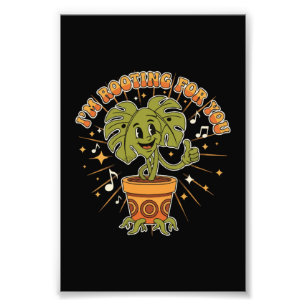 "Ich bin auf deiner Seite" Retro-Cartoon Monstera  Fotodruck