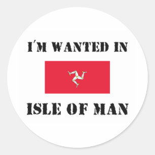 Ich bin auf der Insel Man Gewollt Runder Aufkleber