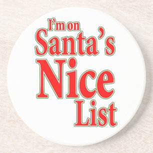 Ich bin auf der Liste des Weihnachtsmannes Sandstein Untersetzer