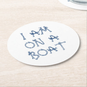 Ich bin auf einem Boot, Segel-Seil Knoten nach Maß Runder Pappuntersetzer