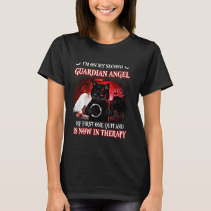 Ich bin auf meinem zweiten Schutzengel Cool Black T-Shirt