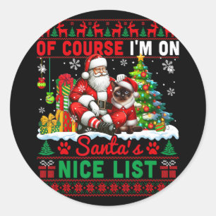 Ich bin auf Weihnachten Nizza Liste Sweater Santa Runder Aufkleber
