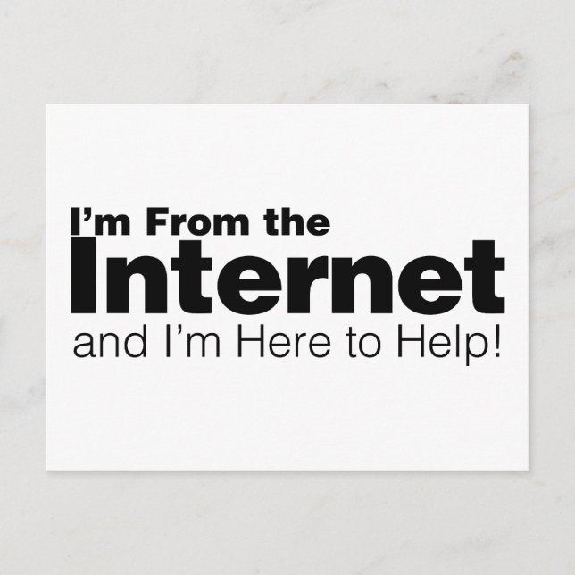 Ich bin aus dem Internet Postkarte (Vorderseite)