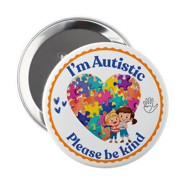 Ich bin Autist, bitte freundlich sein Anstecknadel (I’m Autistic please be kind pin button badge)