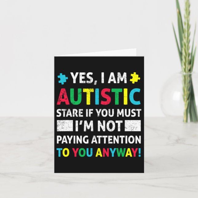 Ich bin Autistic Fun Autismus Bewusstsein Akzeptan Karte (Vorderseite)