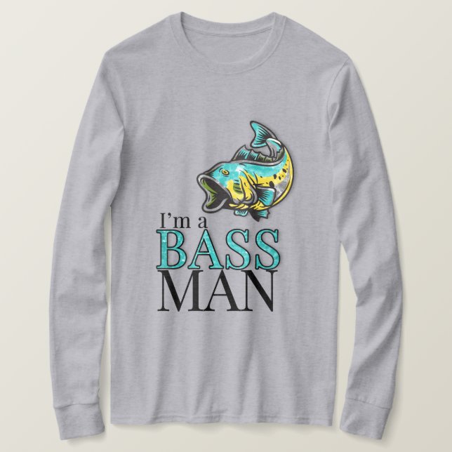 Ich bin BASS MAN Funny Fishing Theme T-Shirt (Design vorne)