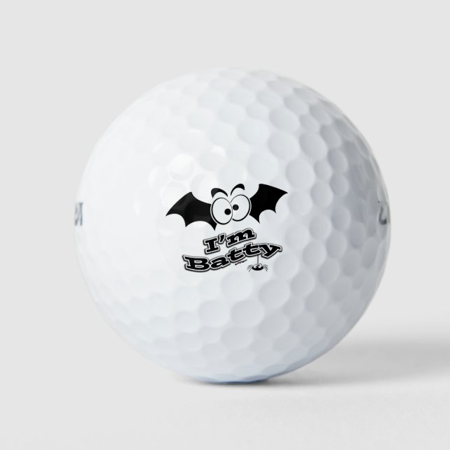 Ich bin Batty Crazy Eyes Golfball (Vorderseite)