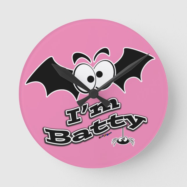Ich bin Batty Crazy Eyes Runde Wanduhr (Vorderseite)