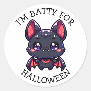 Ich bin Batty für Halloween Niedliches Chibi-Bat Runder Aufkleber