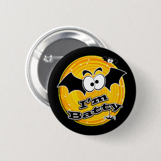 Ich bin Batty Orange und Yellow Swirl Button
