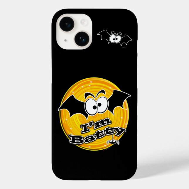 Ich bin Batty Orange und Yellow Swirl Case-Mate iPhone Hülle (Rückseite)