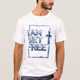 Ich bin befreit – Metallic Kreuz T-Shirt