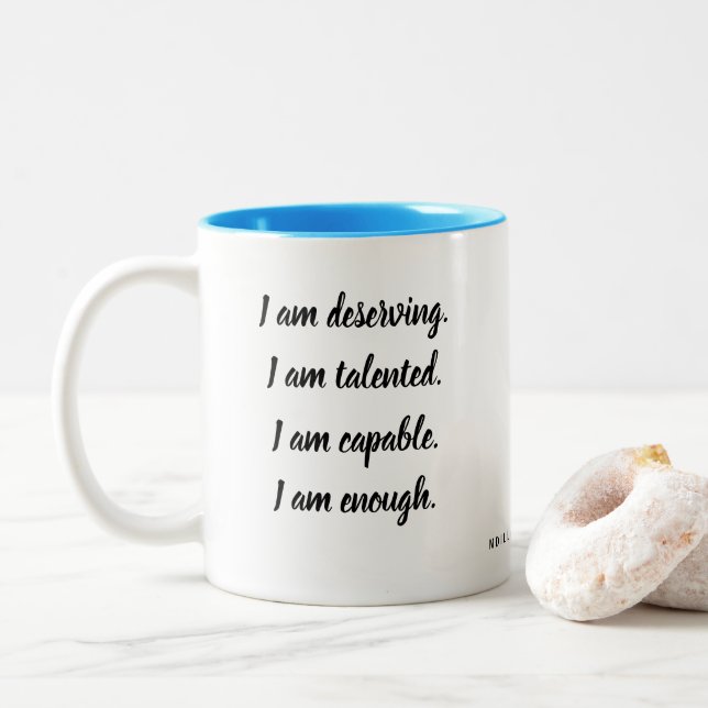 Ich bin Bejahung Zweifarbige Tasse (Mit Donut)
