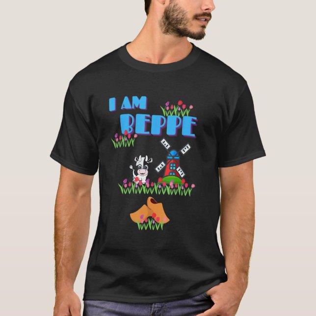 ICH BIN BEPPE (Friesische Oma) MIT KUh, WINDMÜHLE T-Shirt (Vorderseite)