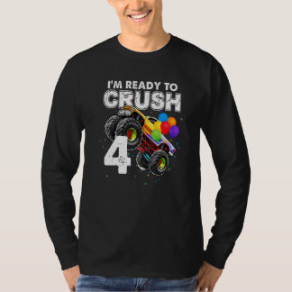 Ich bin bereit, 4 Monster Truck 4. Geburtstag Bo z T-Shirt