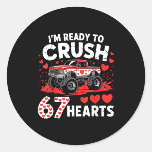 Ich bin bereit, 67 Herzen Truck 7 6 Valentinstag z Runder Aufkleber