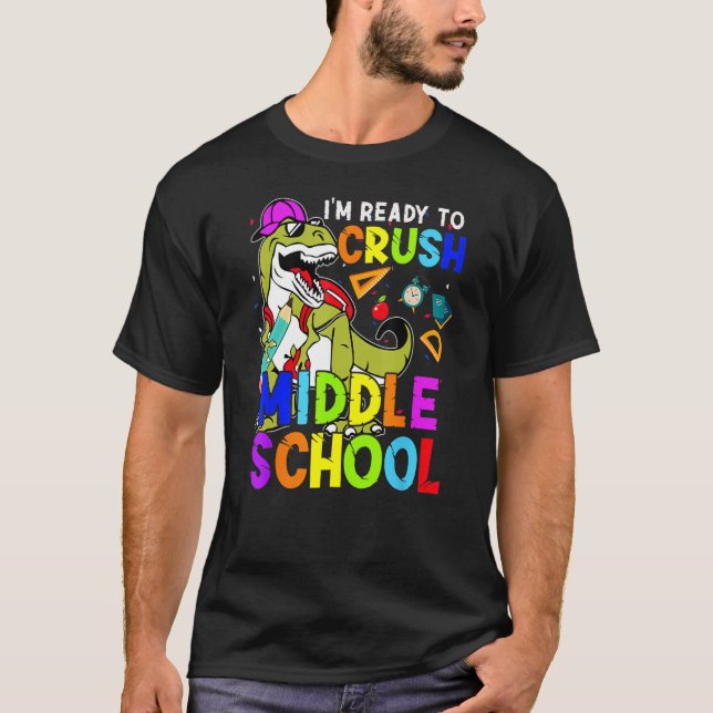 Ich bin bereit, den Dinosaurier der Mittelschule z T-Shirt (Vorderseite)