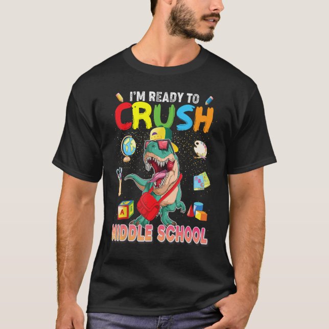 Ich bin bereit, den Dinosaurier der Mittelschule z T-Shirt (Vorderseite)